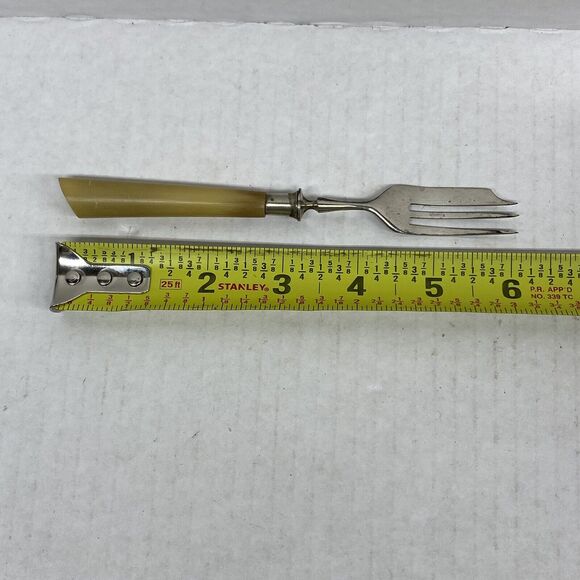 Lot Of 6 Pastry Forks Horn? Handle Flatware Dining Kitchen - Condition Issues - Picture 14 of 14